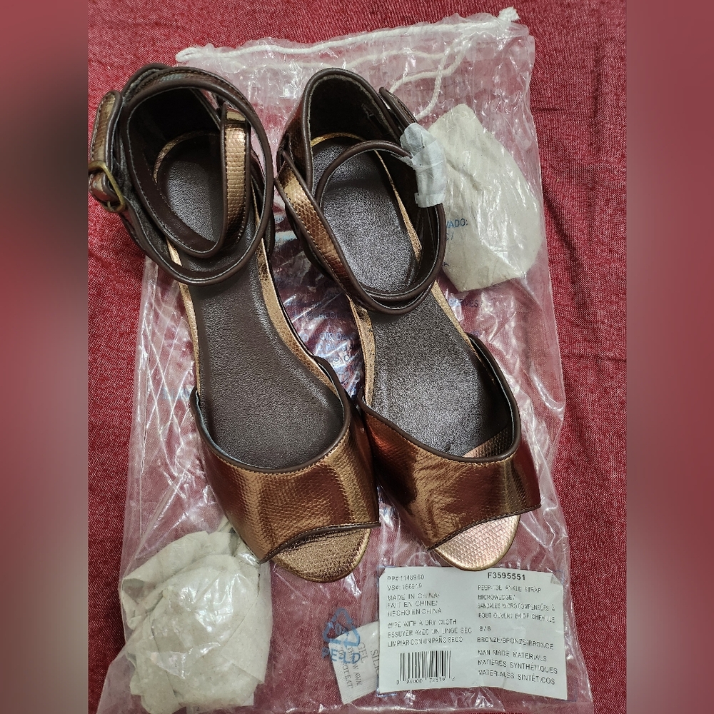 Elegant Bronze Open-Toe Sandal Wedges